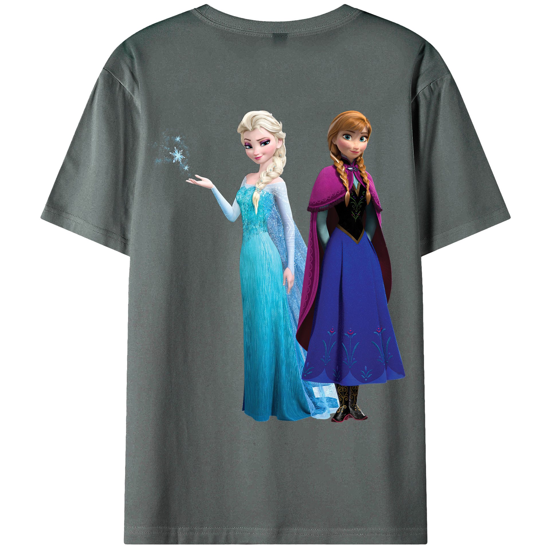 （画像用） アナと雪の女王 アンナ エルサ Frozen Anna Elsa 綿100％ メンズ半袖Tシャツ（バックプリント） 通気性